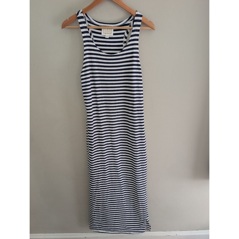 Sail To Sable Navy White Stripe Cotton Tank Dress Size S